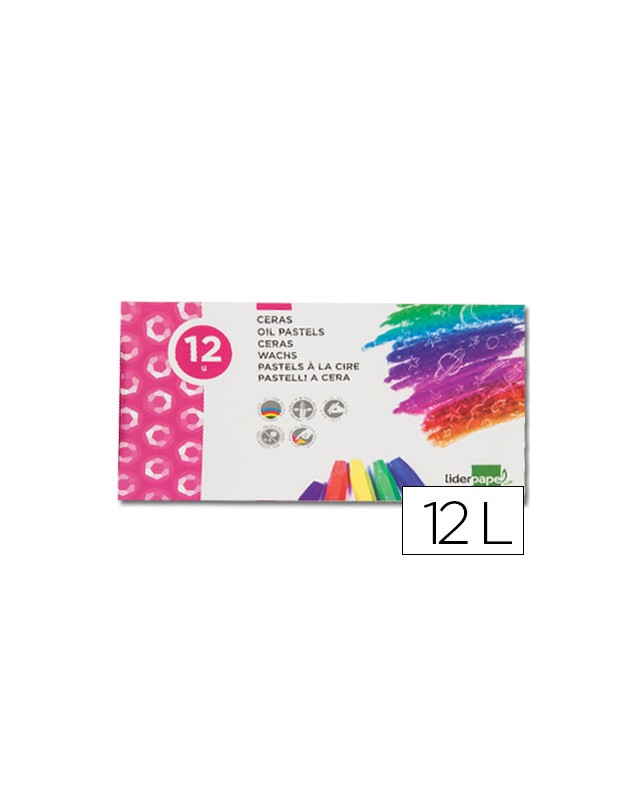 Lapices cera semi blanda lider papel caja de 12 unidades colores surtidos