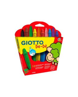Lapices cera giotto super bebe caja de 10 colores surtidos + sacapuntas