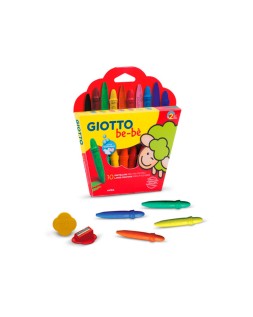 Lapices cera giotto super bebe caja de 10 colores surtidos + sacapuntas