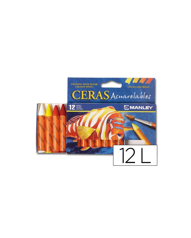 Lapices cera manley acuarelable caja de 12 unidades colores surtidos