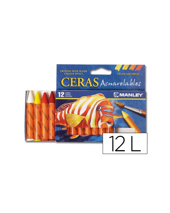 Lapices cera manley acuarelable caja de 12 unidades colores surtidos