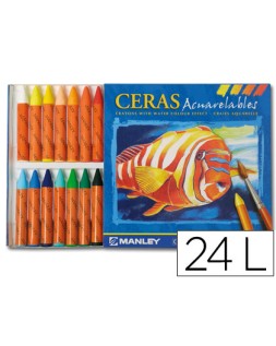 Lapices cera manley acuarelable caja de 24 unidades colores surtidos