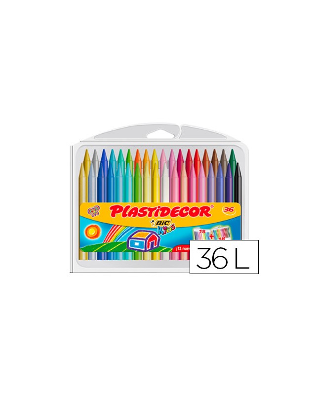 Lapices cera plastidecor caja de 36 colores surtidos