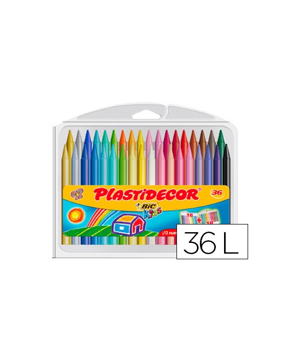 Lapices cera plastidecor caja de 36 colores surtidos