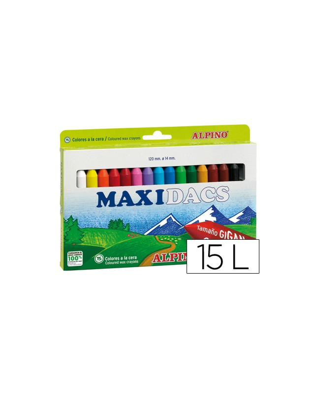 Lapices cera alpino maxidacs caja de 15 unidades colores surtidos