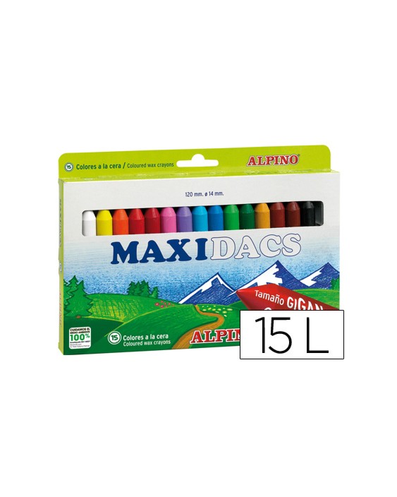 Lapices cera alpino maxidacs caja de 15 unidades colores surtidos