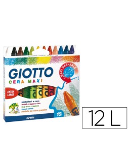Lapices cera giotto maxi caja de 12 colores surtidos