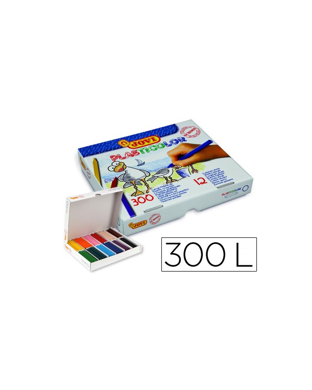 Lapices cera jovi plasticolor caja de 300 unidades 25 colores surtidos