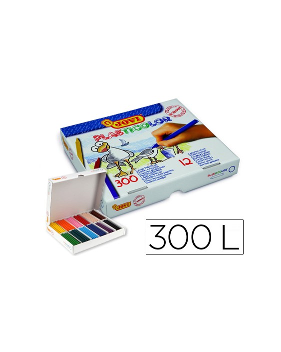 Lapices cera jovi plasticolor caja de 300 unidades 25 colores surtidos