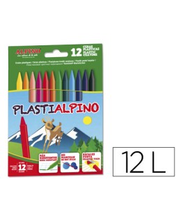 Lapices cera alpino plasti caja de 12 unidades colores surtidos