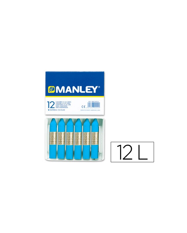 Lapices cera manley unicolor azul cobalto n.20 caja de 12 unidades