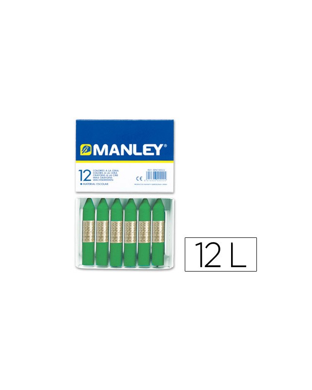 Lapices cera manley unicolor verde primavera n.25 caja de 12 unidades