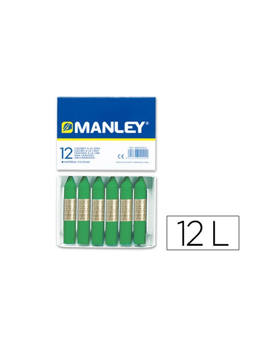 Lapices cera manley unicolor verde primavera n.25 caja de 12 unidades