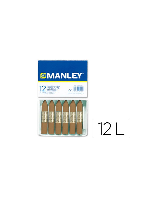 Lapices cera manley unicolor tierra sombra tostado n.68 caja de 12 unidades