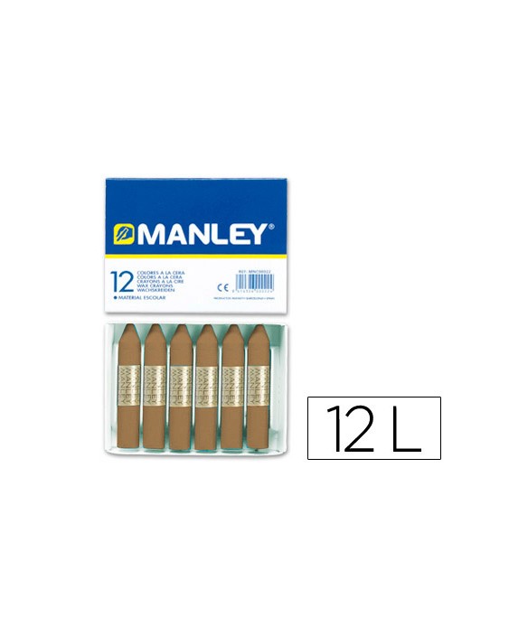 Lapices cera manley unicolor tierra sombra tostado n.68 caja de 12 unidades