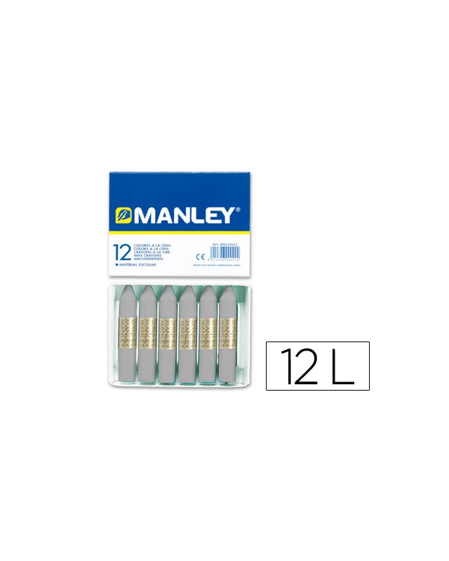 Lapices cera manley unicolor gris n.72 caja de 12 unidades