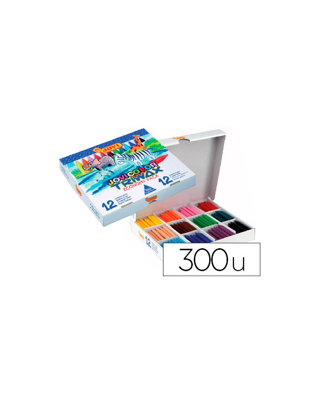 Lapices cera jovicolor triwax caja de 300 unidades 12 colores surtidos