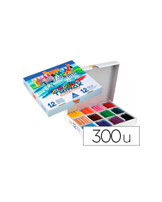 Lapices cera jovicolor triwax caja de 300 unidades 12 colores surtidos