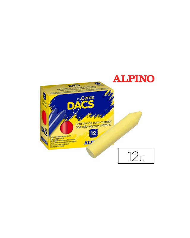 Lapices cera dacs unicolor amarillo claro caja de 12 unidades