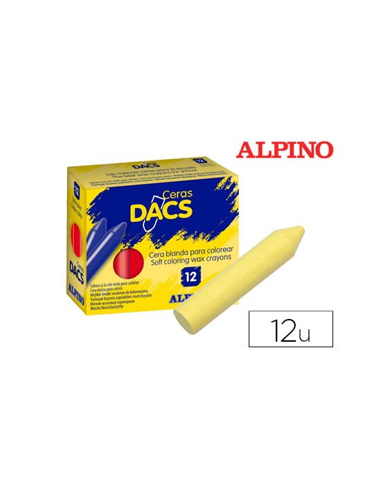 Lapices cera dacs unicolor amarillo claro caja de 12 unidades