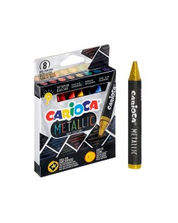 Lapices cera carioca metallic triangular caja de 8 unidades colores surtidos