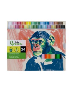 Lapices cera blanda liderpapel redonda caja de 24 unidades colores surtidos