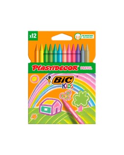 Lapices cera plastidecor pastel caja de 12 unidades colores surtidos