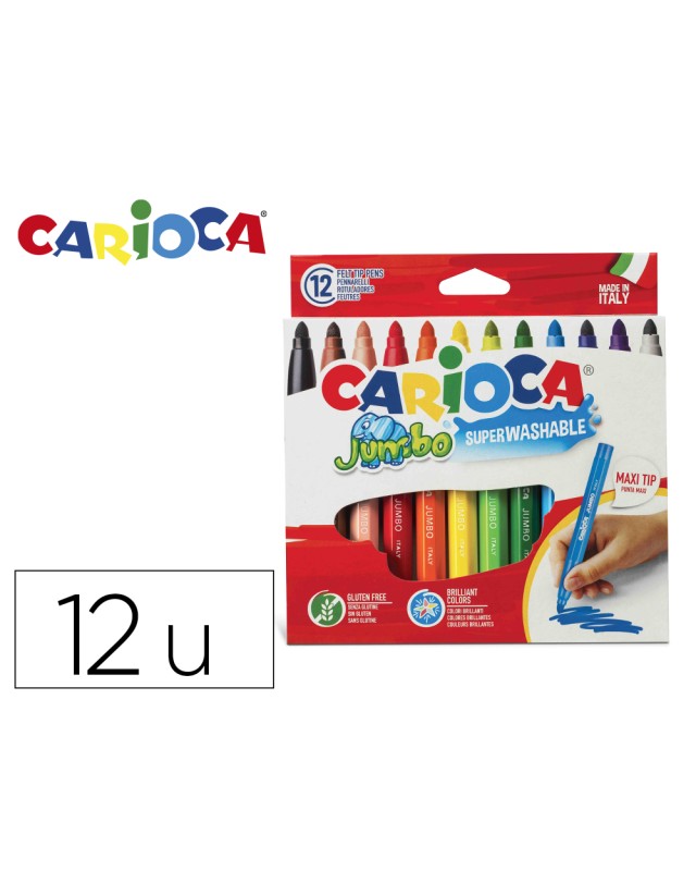 Rotulador carioca jumbo punta gruesa estuche de 12 unidades colores surtidos
