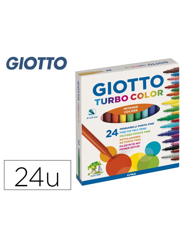 Rotulador giotto turbo color caja de 24 colores lavables con punta bloqueada