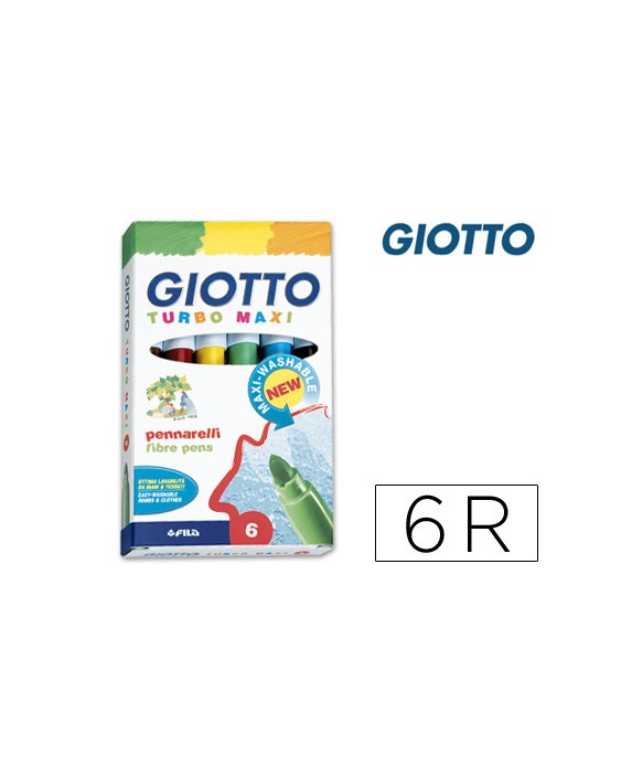 Rotulador giotto turbo maxi caja de 6 colores lavables con punta bloqueada