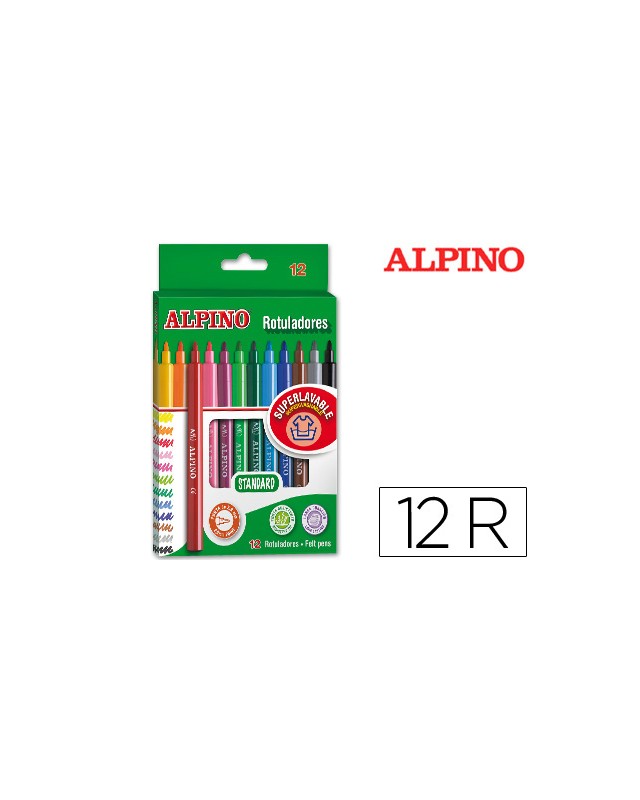 Rotulador alpino standard caja de 12 unidades colores surtidos