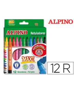 Rotulador alpino maxi caja de 12 unidades colores surtidos