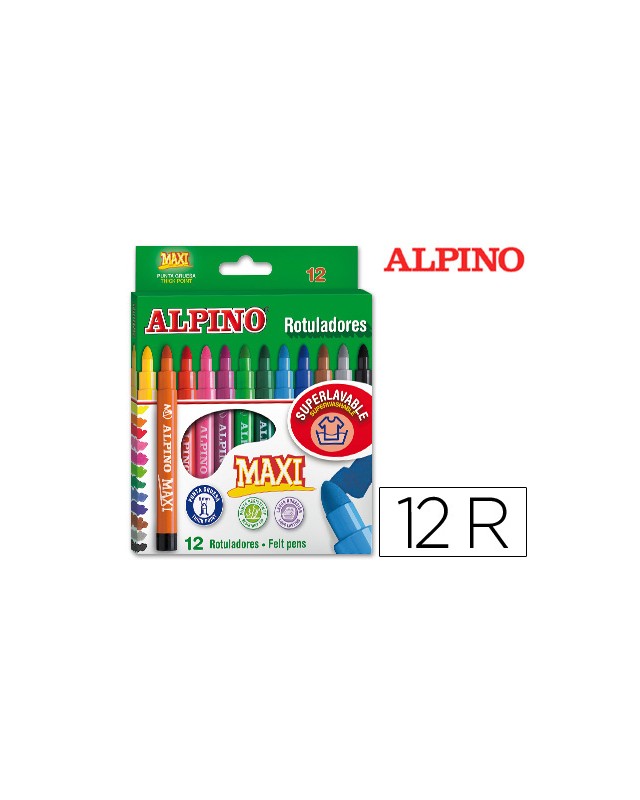 Rotulador alpino maxi caja de 12 unidades colores surtidos