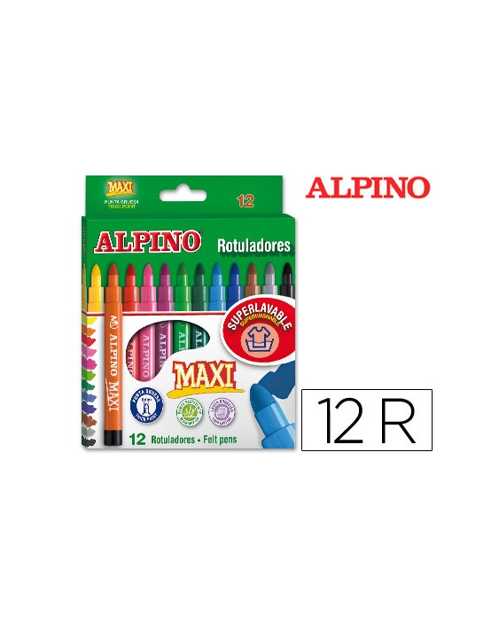 Rotulador alpino maxi caja de 12 unidades colores surtidos