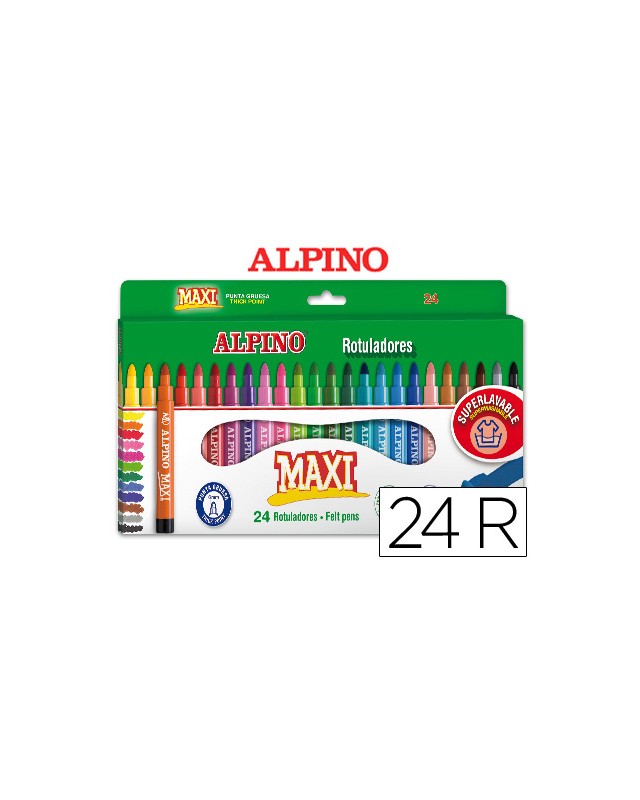 Rotulador alpino maxi caja de 24 unidades colores surtidos