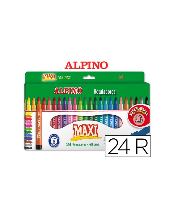Rotulador alpino maxi caja de 24 unidades colores surtidos