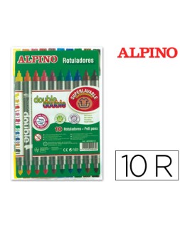 Rotulador alpino double double punta gruesa y punta fina caja de 10+2 unidades colores surtidos