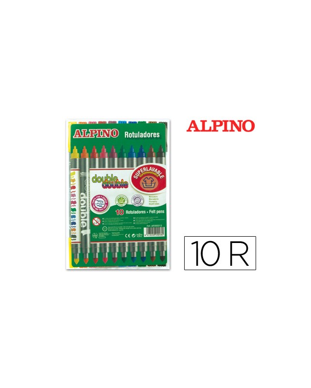 Rotulador alpino double double punta gruesa y punta fina caja de 10+2 unidades colores surtidos