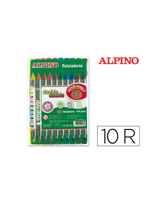 Rotulador alpino double double punta gruesa y punta fina caja de 10+2 unidades colores surtidos