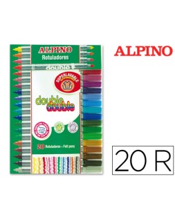 Rotulador alpino double double punta gruesa y punta fina caja de 20+4 unidades colores surtidos