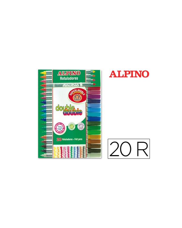 Rotulador alpino double double punta gruesa y punta fina caja de 20+4 unidades colores surtidos