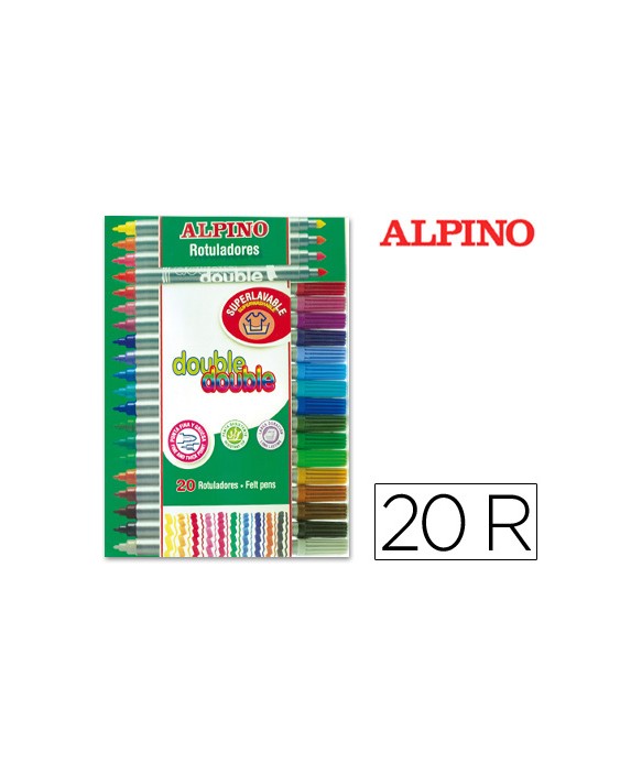 Rotulador alpino double double punta gruesa y punta fina caja de 20+4 unidades colores surtidos