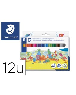Rotulador staedtler color jumbo trazo 3 mm estuche de 12 unidades colores surtidos