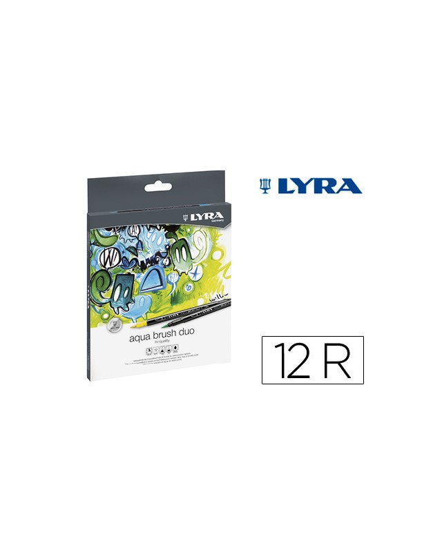 Rotulador lyra aqua brush duo caja de 12 colores