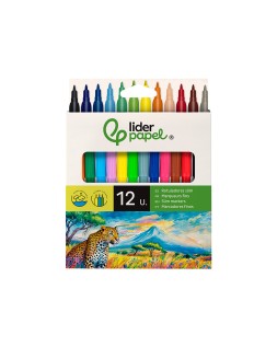 Rotulador liderpapel slim caja de 12 unidades colores surtidos