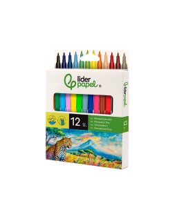 Rotulador liderpapel slim caja de 12 unidades colores surtidos