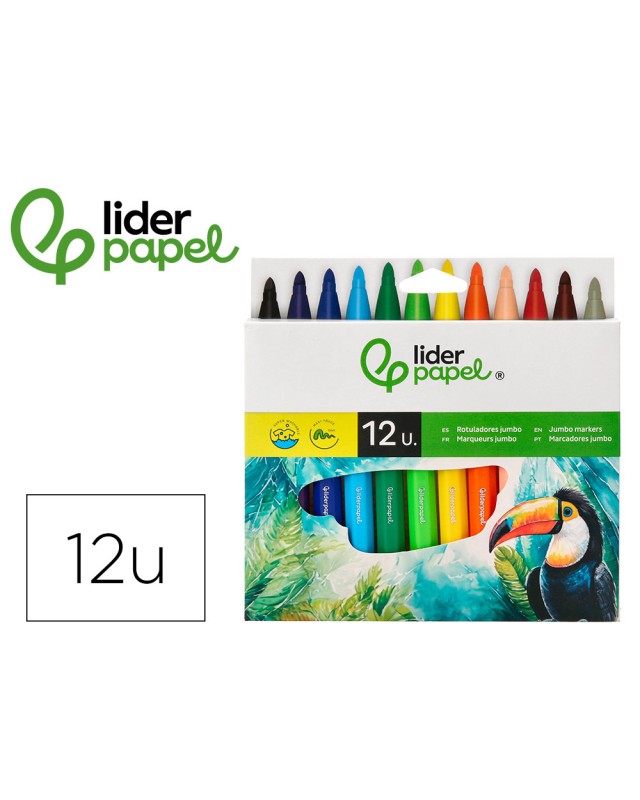 Rotulador liderpapel jumbo caja de 12 unidades colores surtidos