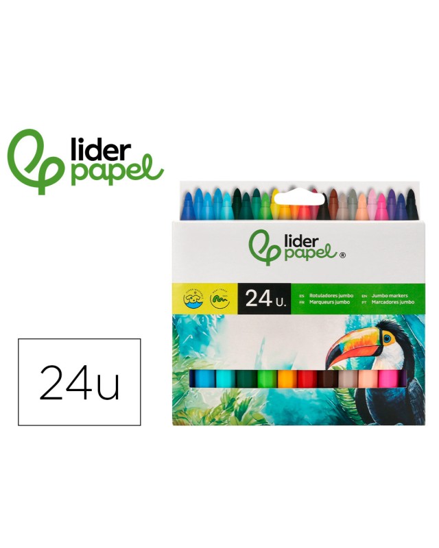 Rotulador liderpapel jumbo caja de 24 unidades colores surtidos