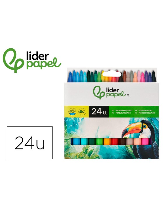 Rotulador liderpapel jumbo caja de 24 unidades colores surtidos