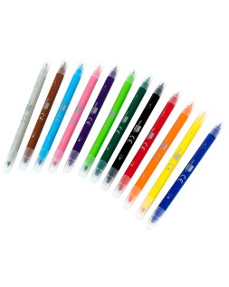 Rotulador liderpapel duo doble punta fina y gruesa caja de 12 unidades colores surtidos